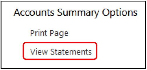 Accounts Summary Options box